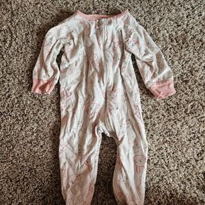 Adorable Pink Bunny Print Kids One Piece